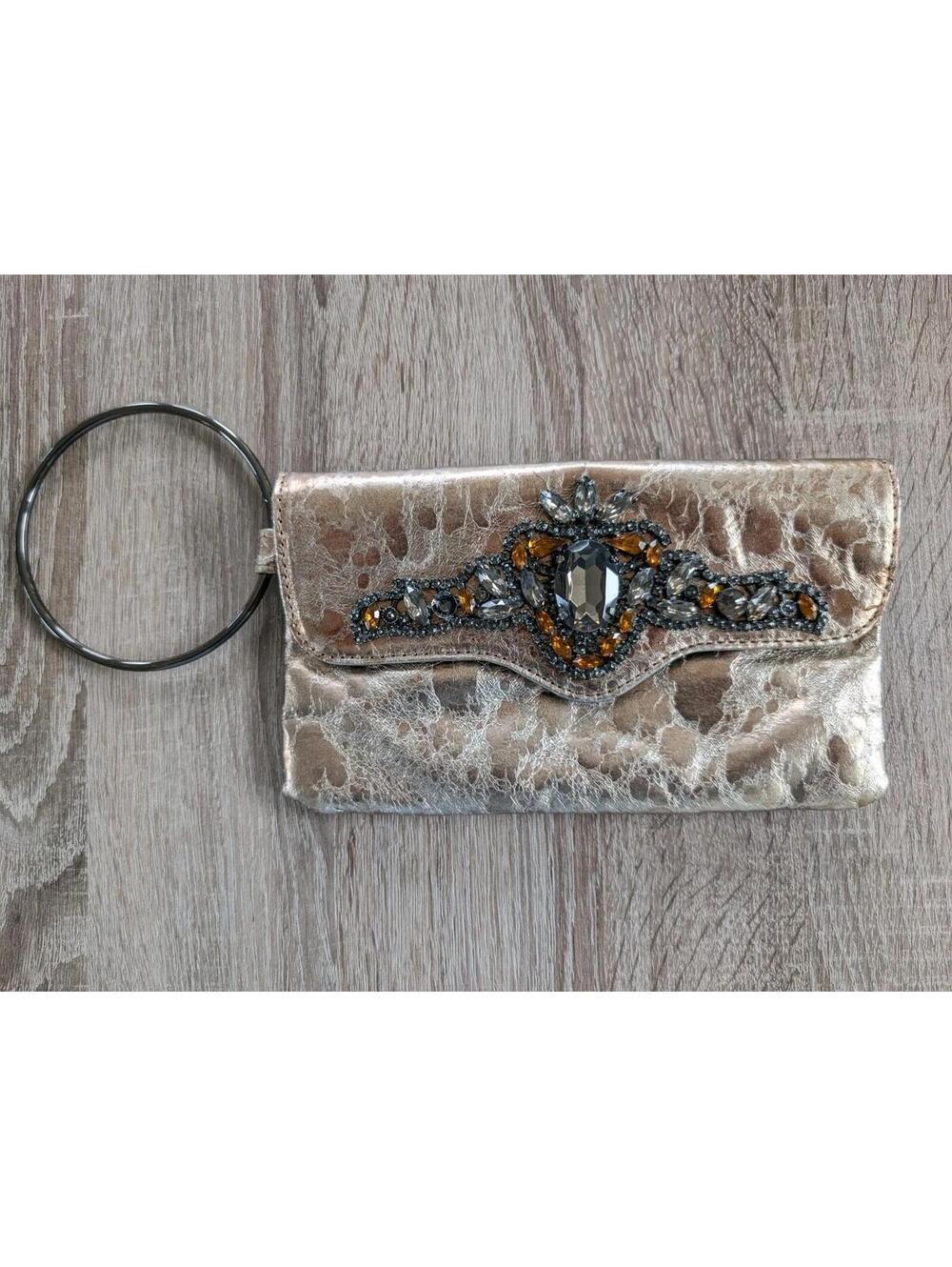 Vintage Guess Y2K Gold Jewels Clutch Purse‎ Ring Strap Festival Travel